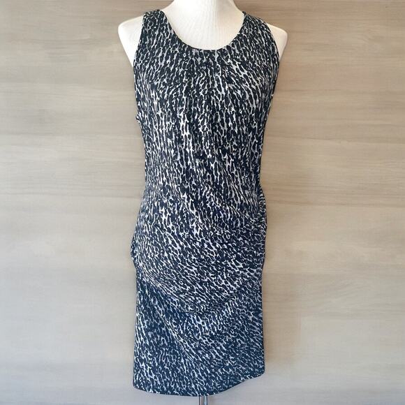 MICHAEL Michael Kors Leopard Print Ruched Sleeveless Sheath Dress EUC - Picture 1 of 11